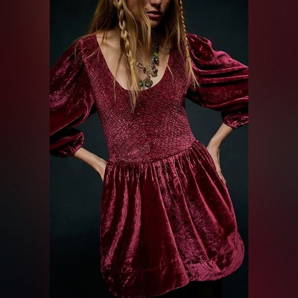 Free People Farrier Velvet Mini Dress NWOT - Picture 3 of 8